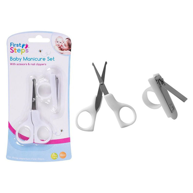 Picture of FS729:- 7291- BABY WHITE MANICURE SET SCISSORS & CLIPPERS